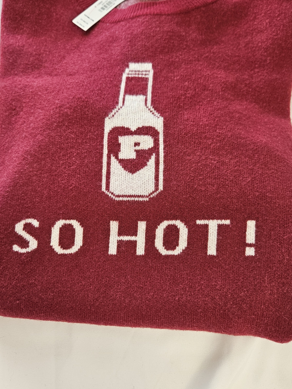 PINK Victoria's Secret Red 'So Hot!' Graphic Crewneck Sweater LARGE NWT - Picture 5 of 5